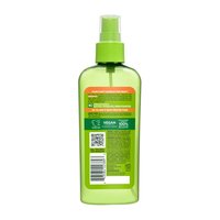 A back visual of the product packaging of the Garnier Sleek & Smooth Flat Iron Perfector Straightening Mist. This hair styling product provides up to 450 degrees of heat protection.