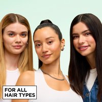 The Garnier Sleek & Smooth Flat Iron Perfector Straightening Mist is suitable for all hair types needing to seal in smoothness and shine for a long-lasting sleek look.