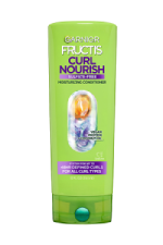 Garnier Fructis Curl Nourish Sulfate-Free Moisturizing Conditioner 12 fl oz bottle: a hydrating curly hair treatment with vegan protein and coconut oil providing up to 48HR defined curls for all hair types.