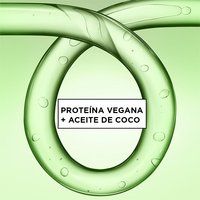 Ingredient graphic for Garnier Fructis Curl Nourish: showcasing the power of vegan protein and coconut oil infused formula for stronger, more hydrated curls.