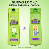 Garnier Fructis Curl Nourish packaging update: showing the transition from the old bottle design to the new look with the same iconic moisturizing sulfate-free formula.
