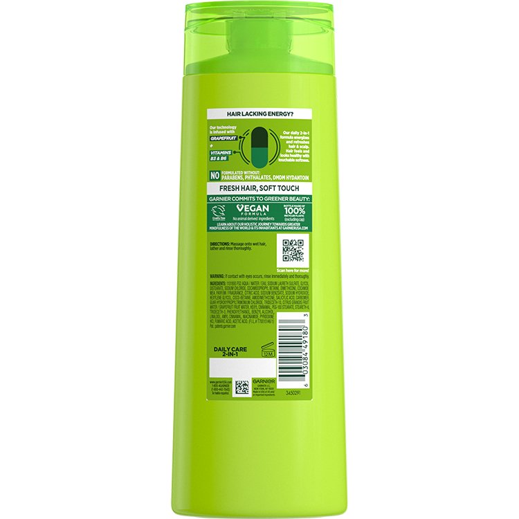 Fructis Daily Care 2-in-1 shampoo and conditioner back view