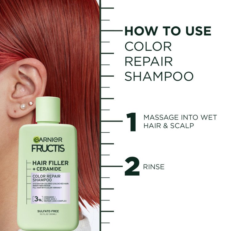 How to use color repair shampoo: massage and wet hair and scalp, then rinse