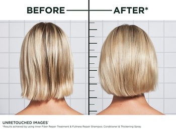 Before and after hair treatment for Hair Filler Fullness and Repair.