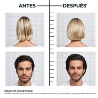 Before and after of female and male using Fructis Hair Filler + Polypeptides Thickening Spray
