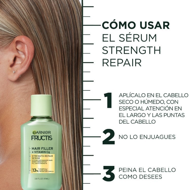 How to use strength repair serum: apply evenly to wet hair, do not rinse, then style as desired
