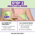 Garnier Fructis 'Step 2 Multi-Use Mask' shown with a hand holding curly hair. Instructions for use as a rinse-out treatment or a leave-in cream are provided.