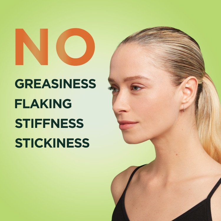 No greasiness, flaking, stiffness, or stickiness