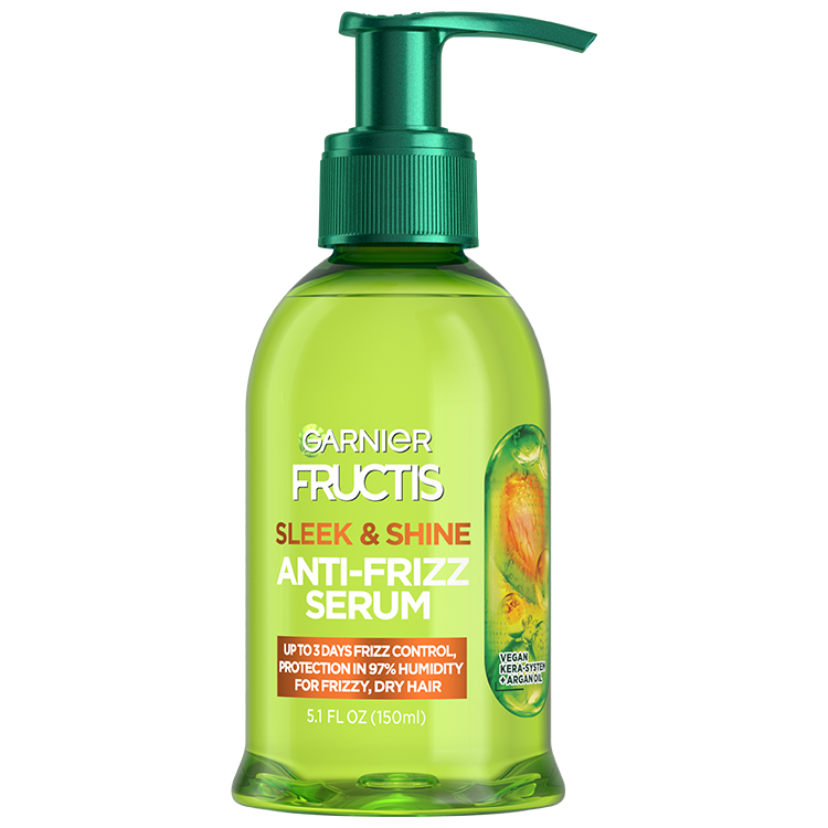 Front of Pack of Fructis Sleek & Shine Anti-Frizz Serum