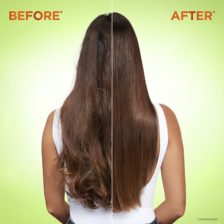 Before & After applying Sleek & Shine Anti-Frizz Serum
