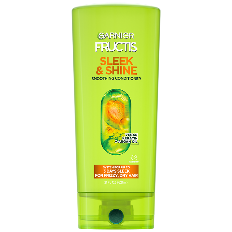 Front of Pack of Fructis Sleek & Shine Conditioner