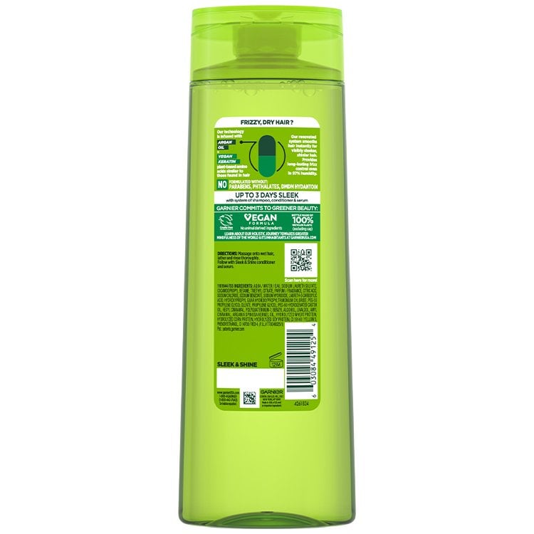 Back of Fructis Sleek & Shine Shampoo