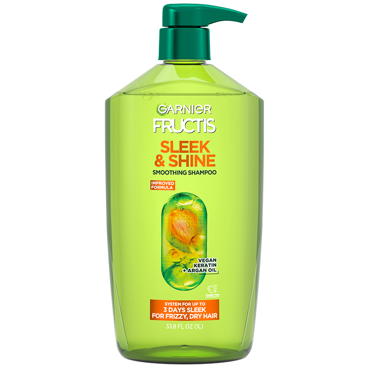 Front of Pack of Fructis Sleek & Shine Shampoo
