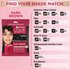 A comparison table helping users match the Dark Brown root retouch shade with equivalent shades from Nutrisse, Olia, and other brands.