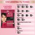 A comparison table helping users match the Dark Brown root retouch shade with equivalent shades from Nutrisse, Olia, and other brands.