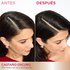 A split image showing gray roots on the left ("BEFORE") and a seamless dark brown result on the right ("AFTER").