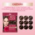 A graphic featuring the Brown sachet next to nine brown hair swatches to show compatibility with various brown reflects.