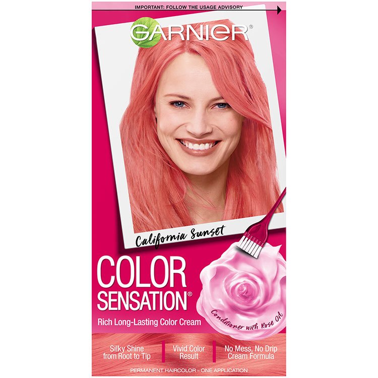 Color Sensation Coral Pink Hair Color California Sunset Garnier