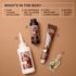 An overhead view of the items in the box: curl-caring developer, gel glazing color, moisture conditioner, and the extra gloss shot ampoule.