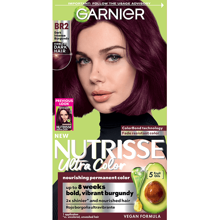 Front of pack of Nutrisse Ultra Color BR2 – Darkest Intense Burgundy