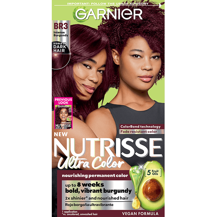 Front of pack of Nutrisse Ultra Color BR3 – Intense Burgundy