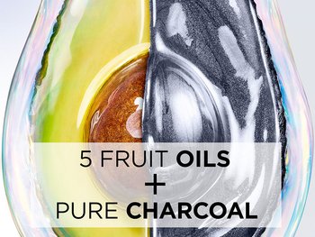 Formulated with 5 fruit oils + pure charcoal