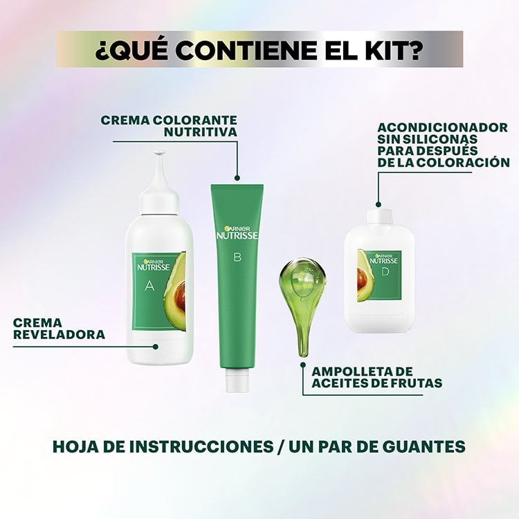What’s inside the kit: developer, color crème, fruit oil ampoule, after-color conditioner