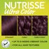 Garnier Nutrisse Ultra Color results on straight, curly, and curly-coily hair textures, showcasing the vibrant purple shade.