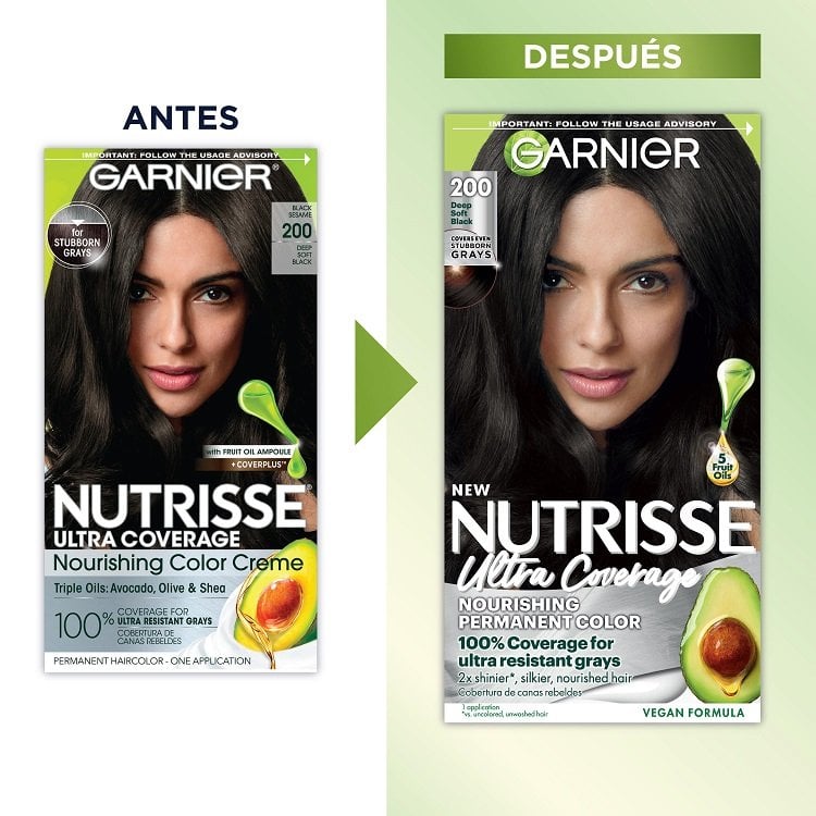 Before and after of Nutrisse Ultra Coverage packaging