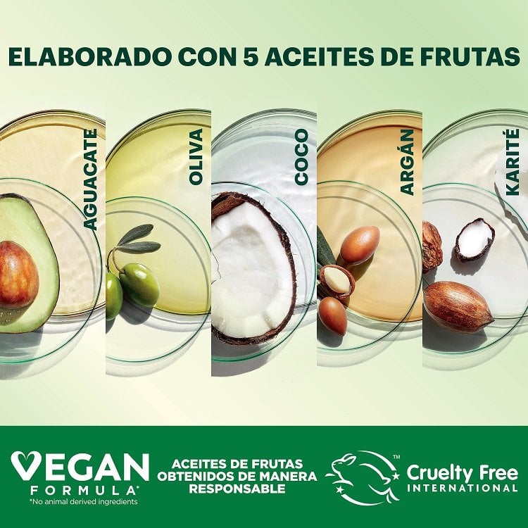 Vegan formula, responsibly sourced 5 fruit oils, cruelty-free