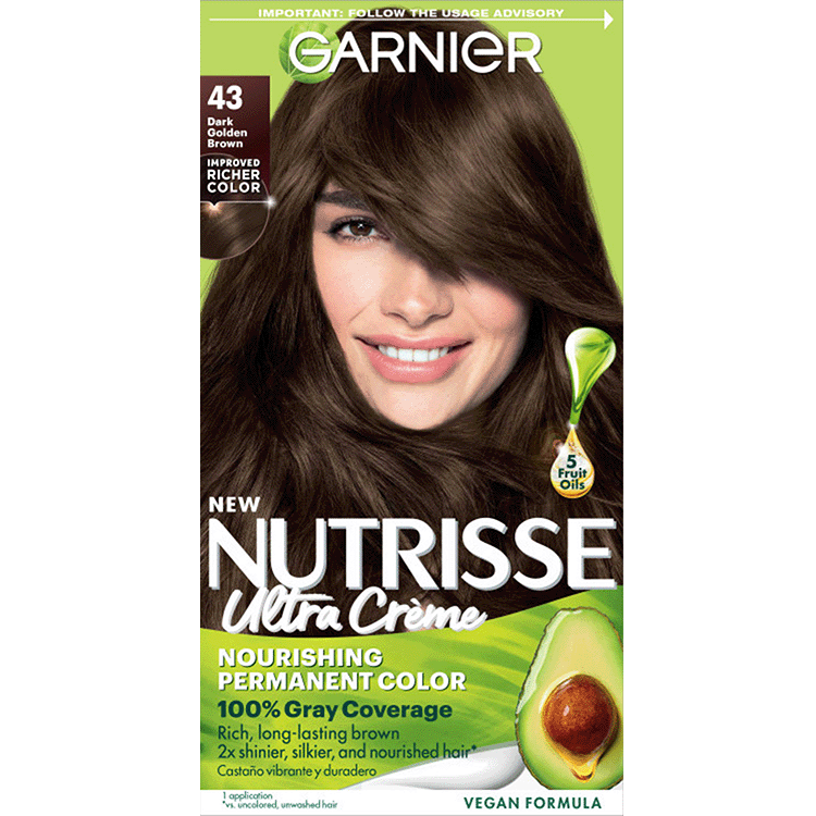 Dark Golden Brown Hair Color Nutrisse Ultra creme Nourishing permanent color Gray Coverage - Garnier