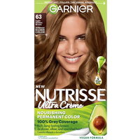 Light Golden Brown Hair Color Nutrisse Ultra creme Nourishing permanent color Gray Coverage - Garnier