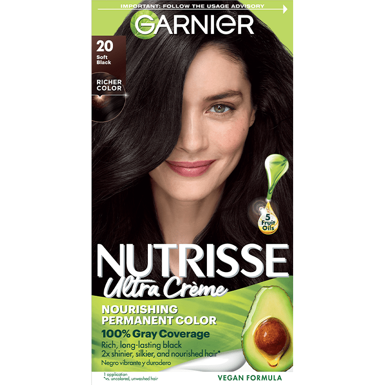 Soft Black Hair Color Nutrisse Ultra creme Nourishing permanent color Gray Coverage - Garnier