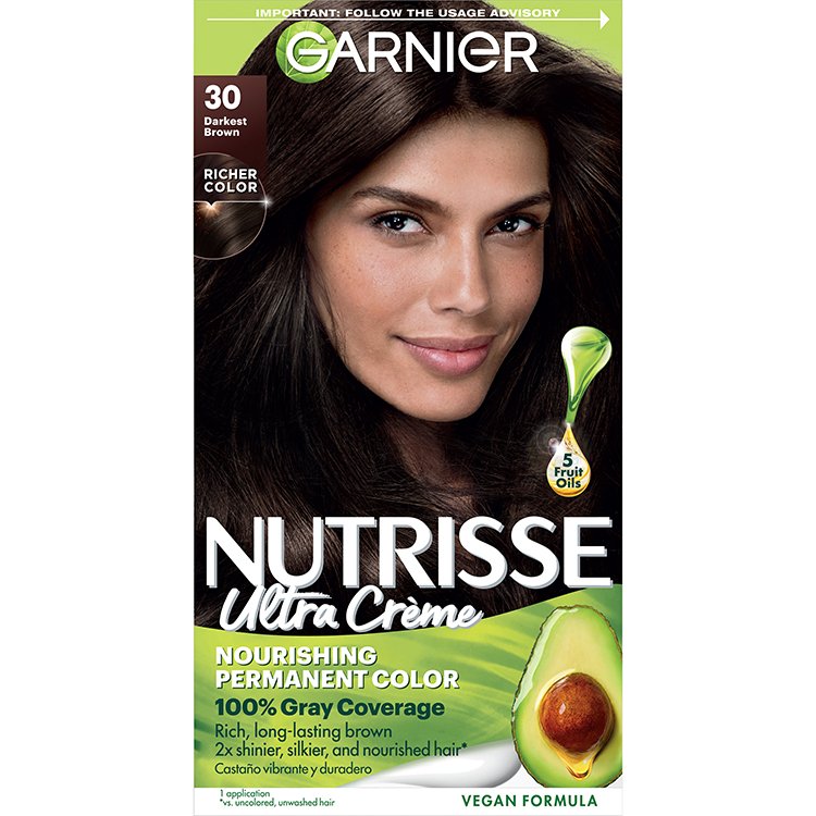 Nutrisse Ultra Crème - 30 Darkest Brown Hair Color - Garnier