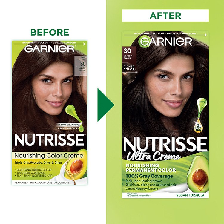 Nutrisse Ultra Crème - 30 Darkest Brown Hair Color - Garnier