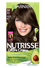 Dark Golden Brown Hair Color Nutrisse Ultra creme Nourishing permanent color Gray Coverage - Garnier