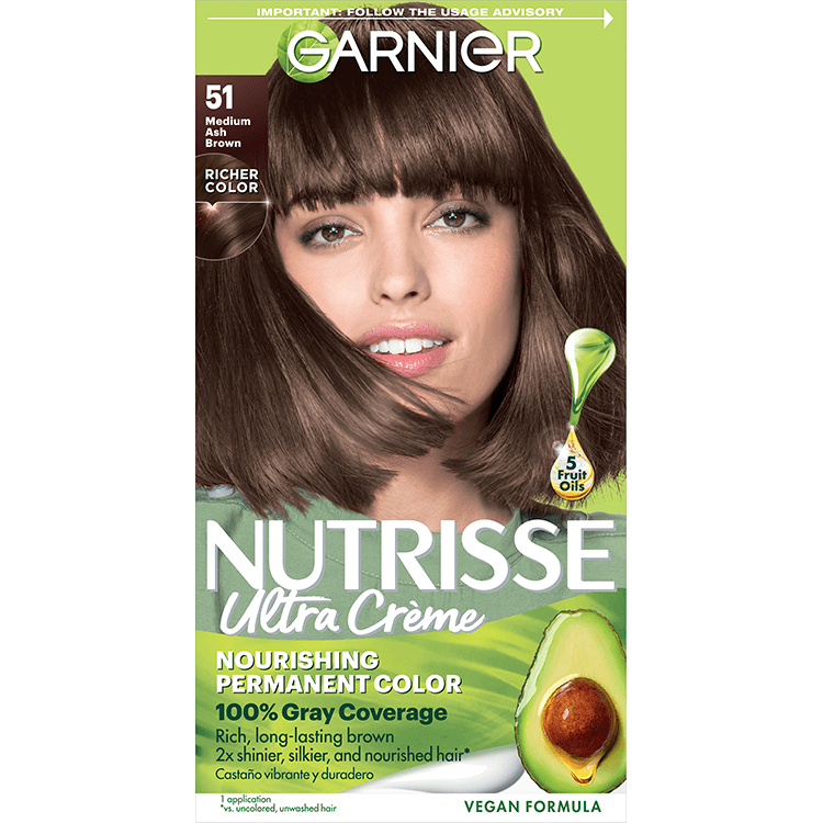 Medium Ash Brown Hair Color Nutrisse Ultra creme Nourishing permanent color Gray Coverage - Garnier