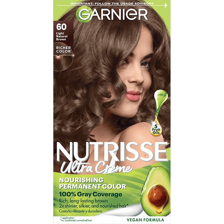 Light Natural Brown Hair Nutrisse Ultra creme Nourishing permanent color Gray Coverage - Garnier