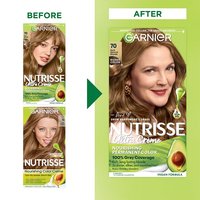 Dark Natural Blonde Hair Color Before After Nutrisse Nourish Permanent Color Grey coverage - Garnier