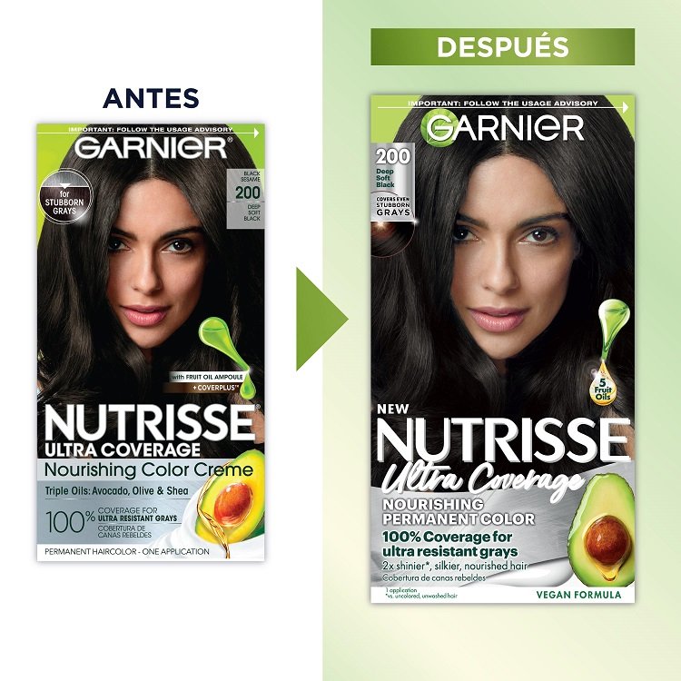 Before and after of Nutrisse Ultra Coverage packaging