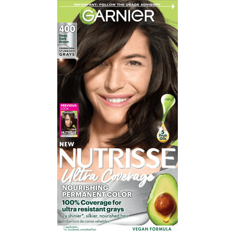 Front pack shot of Nutrisse Ultra Coverage 400 Deep Dark Brown
