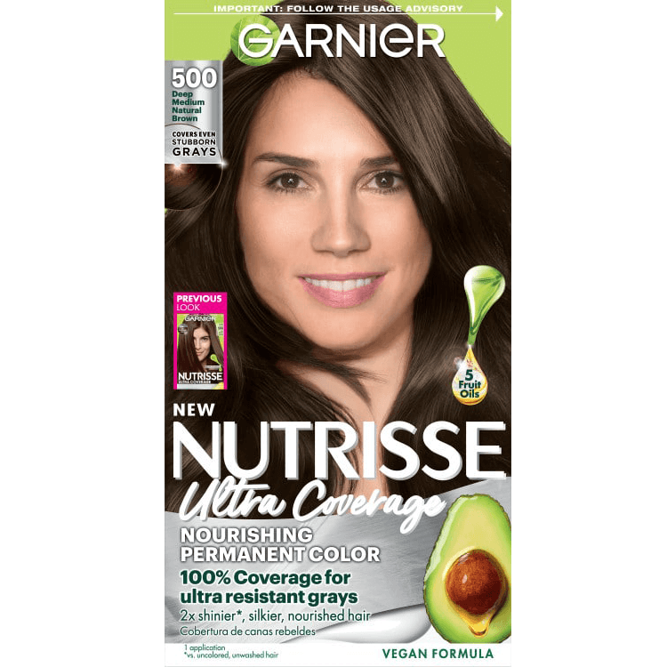 Front pack shot of Nutrisse Ultra Coverage 500 Deep Medium Natural Brown