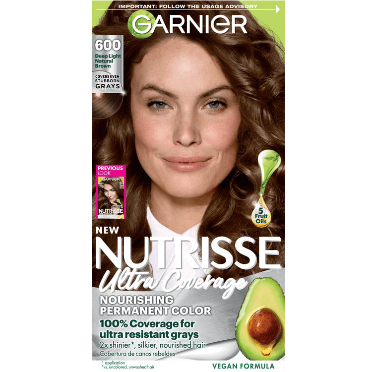 Front pack shot of Nutrisse Ultra Coverage 600 Deep Light Natural Brown
