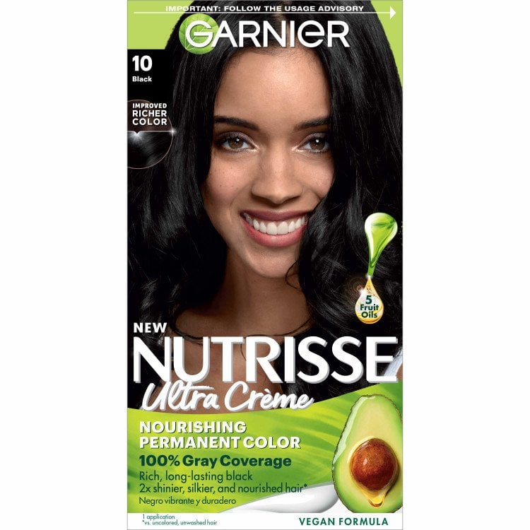 Nutrisse Ultra Creme Nourishing Permanent Black Color Grey Coverage - Garnier