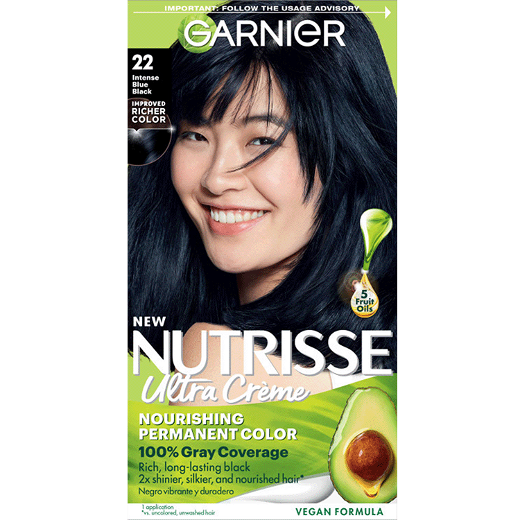 Blue Black Hair Color Nutrisse Ultra creme Nourishing permanent color Gray Coverage - Garnier