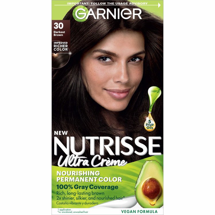 Darkest Brown Hair Color Nutrisse Ultra creme Nourishing permanent color Gray Coverage - Garnier