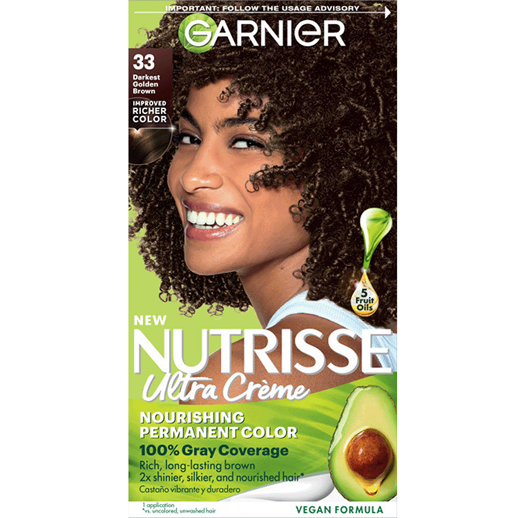 Dark Golden Brown Hair Color Nutrisse Ultra creme Nourishing permanent color Gray Coverage - Garnier
