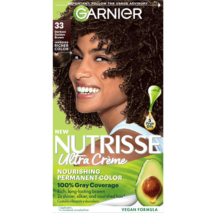 Dark Golden Brown Hair Color Nutrisse Ultra creme Nourishing permanent color Gray Coverage - Garnier