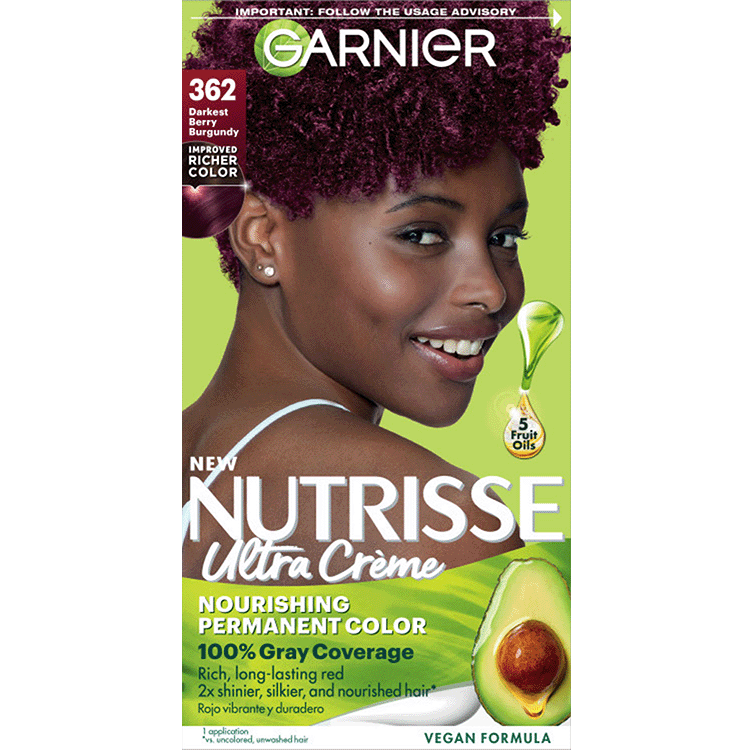 Darkest Berry Burgundy Hair Color Nutrisse Ultra Creme Nourishing Permanent Color - Garnier