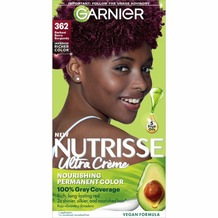 Darkest Berry Burgundy Hair Color Nutrisse Ultra Creme Nourishing Permanent Color - Garnier